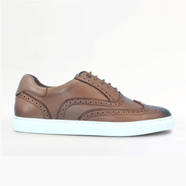 Shop Pegasus Leather Wide Fit Brogue Trainer - MJ072